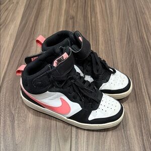 Nike Black and White High-Tops with Pink Accents